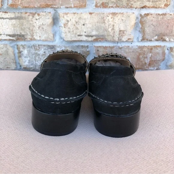 True Ivy Leather Black Ally Nubuck Studds Details Penny Slip On Loafer 8M - Picture 6 of 15